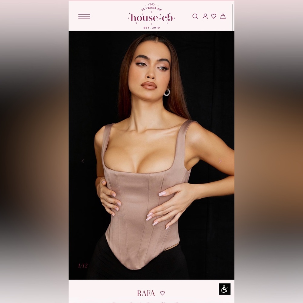 House of CB RAFA Stone Satin Longline Corset